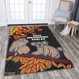 Australia Koala Area Rug - Aboriginal Save Endangered Koalas Red Bottle Brush Flower Area Rug