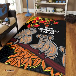 Australia Koala Area Rug - Aboriginal Save Endangered Koalas Red Bottle Brush Flower Area Rug