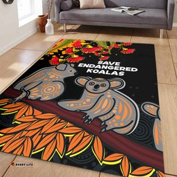 Australia Koala Area Rug - Aboriginal Save Endangered Koalas Red Bottle Brush Flower Area Rug