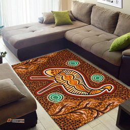 Australia Aboriginal Inspired Area Rug - Aboriginal Inspired Emu Art Illustration
