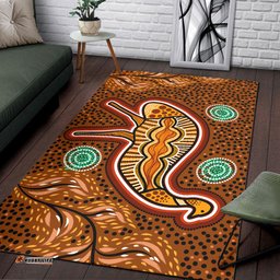 Australia Aboriginal Inspired Area Rug - Aboriginal Inspired Emu Art Illustration