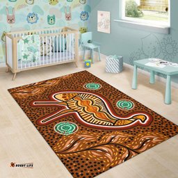 Australia Aboriginal Inspired Area Rug - Aboriginal Inspired Emu Art Illustration