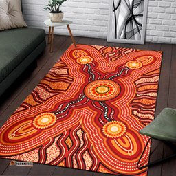 Australia Aboriginal Inspired Area Rug - Indigenous Connection Aboiginal Inspired Dot Painting Style