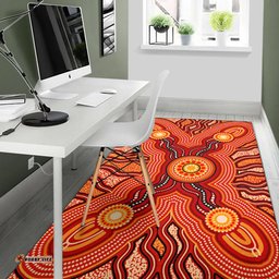 Australia Aboriginal Inspired Area Rug - Indigenous Connection Aboiginal Inspired Dot Painting Style