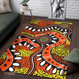 Australia Aboriginal Inspired Area Rug - Aboriginal Inspired dot art snake artwork