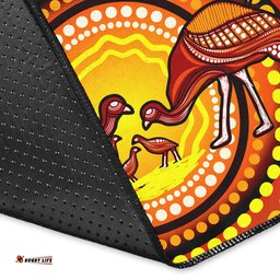 Australia Aboriginal Inspired Area Rug - Emu And Chicks Aboriginal Inspired Dot Painting