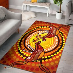 Australia Aboriginal Inspired Area Rug - Emu And Chicks Aboriginal Inspired Dot Painting