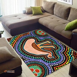 Australia Aboriginal Inspired Area Rug - Emu Aboriginal Inspired Dot Art Painting