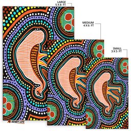 Australia Aboriginal Inspired Area Rug - Emu Aboriginal Inspired Dot Art Painting