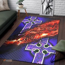 Celtic Area Rug Fire Dragon And Water Cross Style