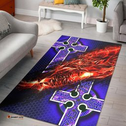Celtic Area Rug Fire Dragon And Water Cross Style