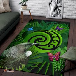 New Zealand Area Rug Koru Fern Mix Tui Bird Tropical Floral