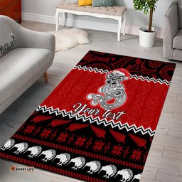 Personalised New Zealand Christmas Area Rug Maori Tiki Meri Kirihimete