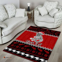 Personalised New Zealand Christmas Area Rug Maori Tiki Meri Kirihimete