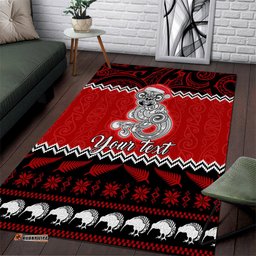 Personalised New Zealand Christmas Area Rug Maori Tiki Meri Kirihimete