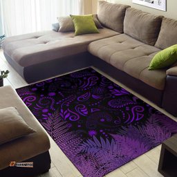 New Zealand Area Rug Silver Fern Aotearoa Vibes Purple