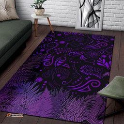 New Zealand Area Rug Silver Fern Aotearoa Vibes Purple