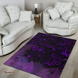 New Zealand Area Rug Silver Fern Aotearoa Vibes Purple