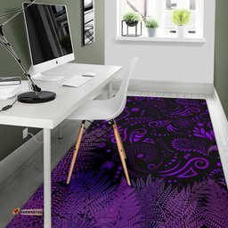 New Zealand Area Rug Silver Fern Aotearoa Vibes Purple