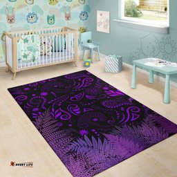New Zealand Area Rug Silver Fern Aotearoa Vibes Purple