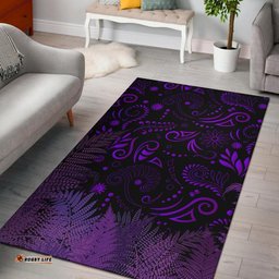 New Zealand Area Rug Silver Fern Aotearoa Vibes Purple