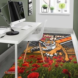 Custom Personalised Wests Tigers ANZAC Area Rug Poppy Flowers Vibes