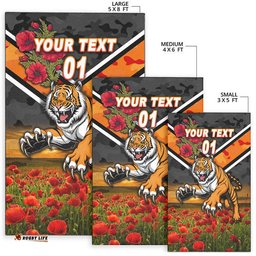 Custom Personalised Wests Tigers ANZAC Area Rug Poppy Flowers Vibes