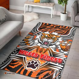 Tigers Rugby Aboriginal Area Rug Custom Indigenous Super Wests Tigers Scratch Style