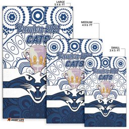 Geelong Cats Indigenous Area Rug Football Premiers Trophy