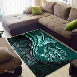 Fish Hook Area Rug Manta Polynesian Turquoise