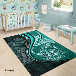 Fish Hook Area Rug Manta Polynesian Turquoise