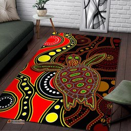 Aboriginal Turtle Area Rug Red Style 02