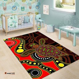 Aboriginal Turtle Area Rug Red Style 02