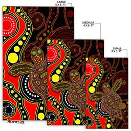 Aboriginal Turtle Area Rug Red Style 02