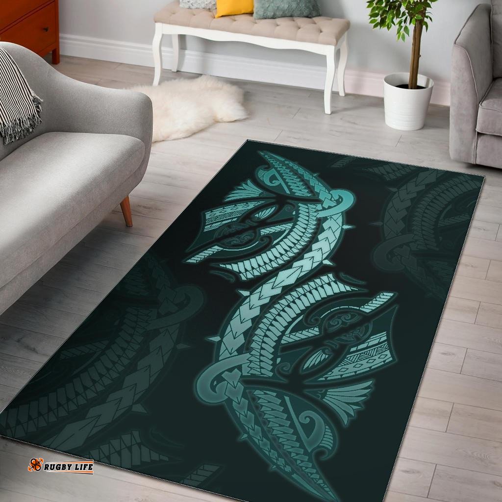 Polynesian Area Rug Turquoise