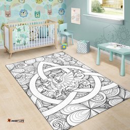 Celtic Wales Area Rug Dragon White Wales With Triquetra Celtic Symbol