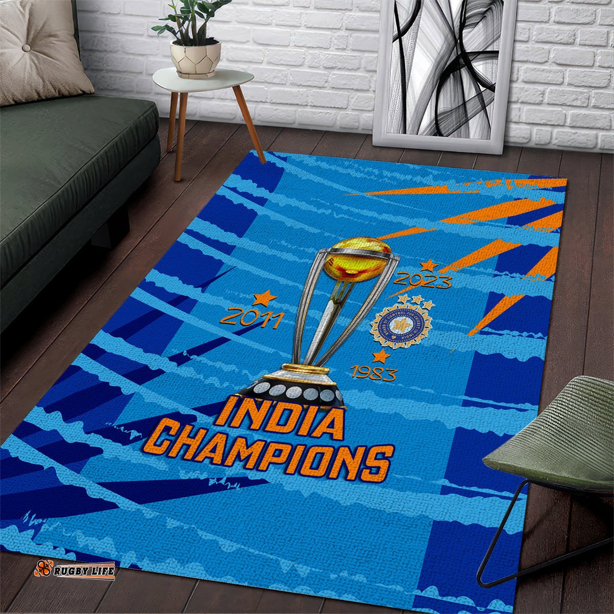 India Cricket Area Rug World Cup 3rd Champions Proud