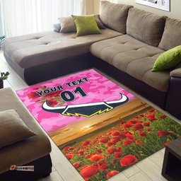 Custom Personalised North Queensland Cowboys ANZAC Area Rug Poppy Flowers Vibes Pink