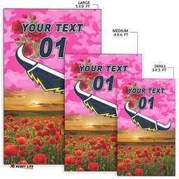 Custom Personalised North Queensland Cowboys ANZAC Area Rug Poppy Flowers Vibes Pink