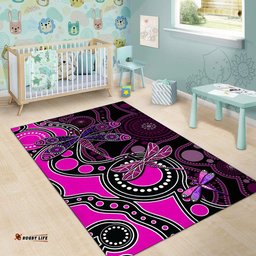 Aboriginal Dragonfly Area Rug Pink Style 03