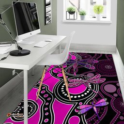 Aboriginal Dragonfly Area Rug Pink Style 03