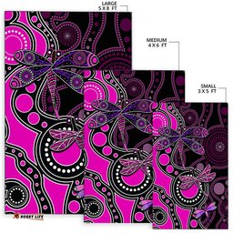Aboriginal Dragonfly Area Rug Pink Style 03