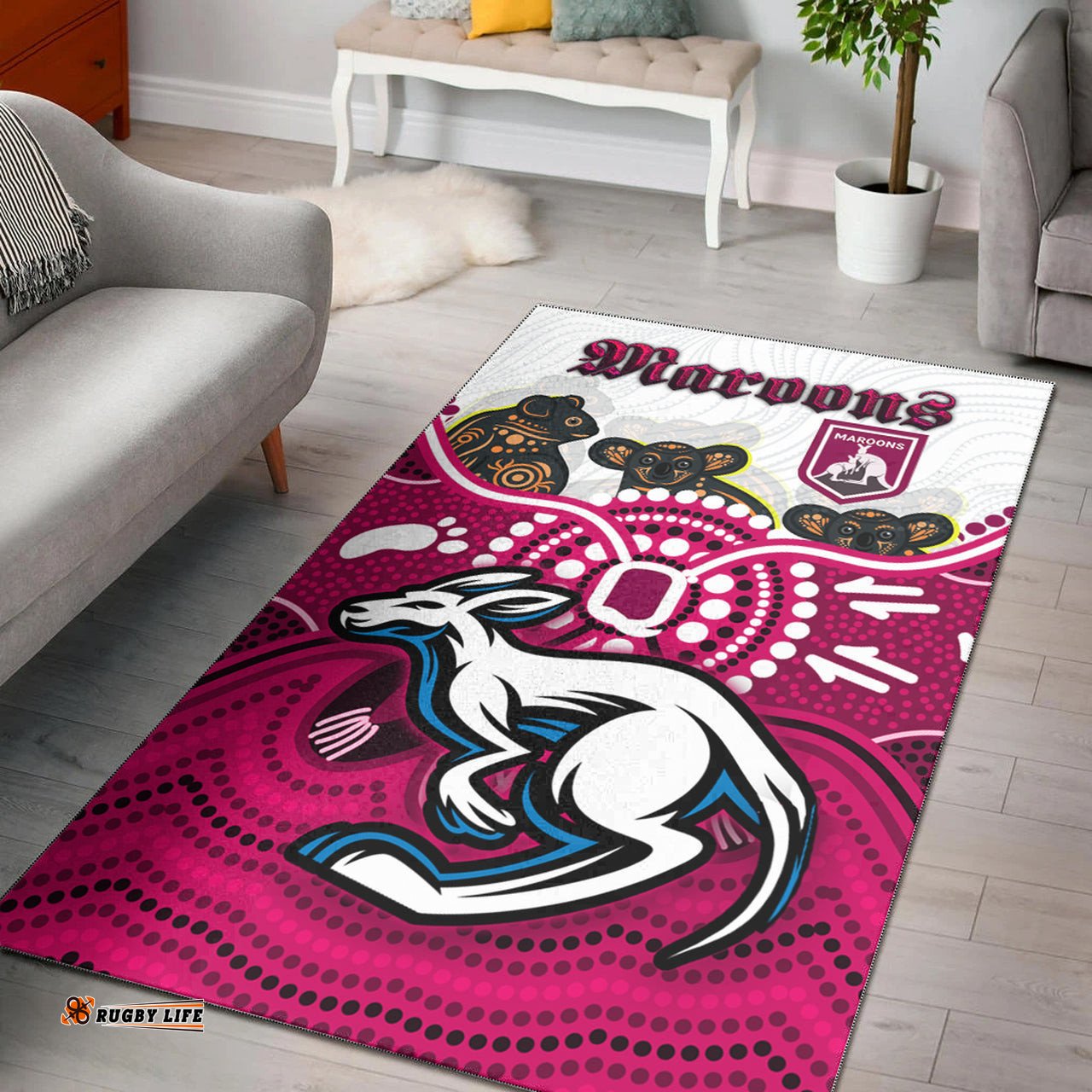 Maroons Rugby Aboriginal Custom Area Rug The Cane Toads With Indigenous Koala
