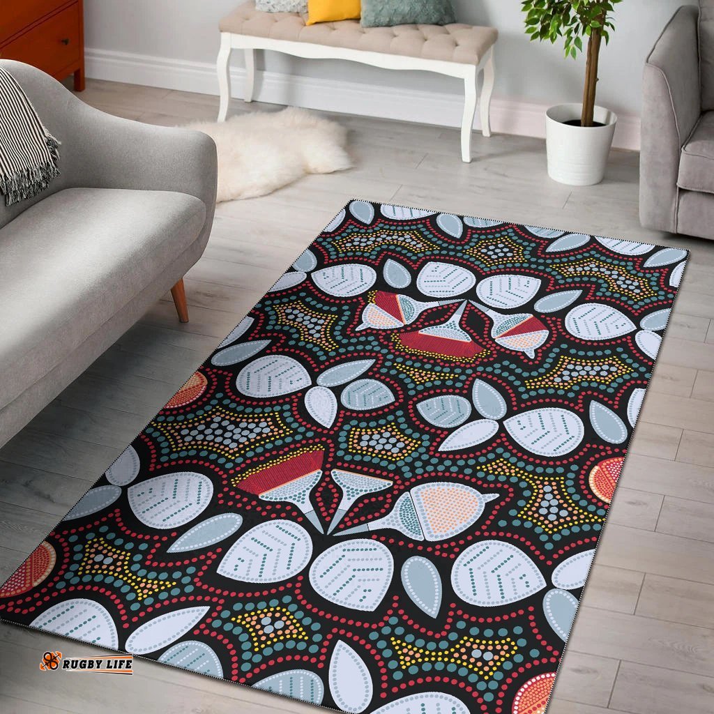 Vibe Hoodie Aboriginal Area Rug Indigenous Eucalyptus Dot Painting Art RLT20