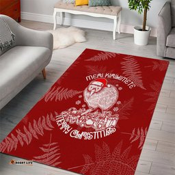 New Zealand Christmas Area Rug Silver Fern Mix Kiwi Bird Ver01