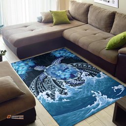 Polynesian Turtle Hibiscus The Blue Sea Area Rug