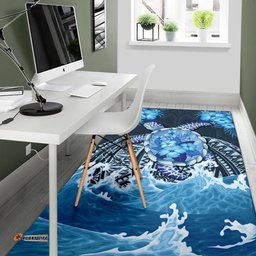 Polynesian Turtle Hibiscus The Blue Sea Area Rug