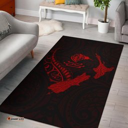 New Zealand Heart Area Rug Map Kiwi Mix Silver Fern Red