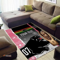 Personalised Panther Rugby NRL Premiers Area Rug Panther Pride Black & Pink Aboriginal Mix Art
