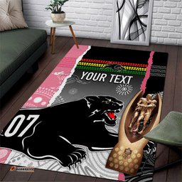 Personalised Panther Rugby NRL Premiers Area Rug Panther Pride Black & Pink Aboriginal Mix Art